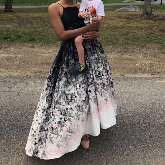 Betsy & Adam Hi-Low Halter Neck Prom Gown - Picture 2 of 6